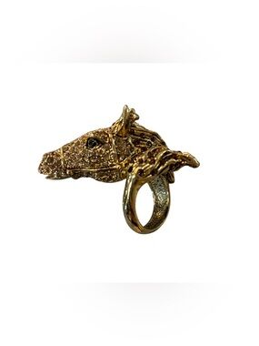 Gold Horse Head Statement Ring